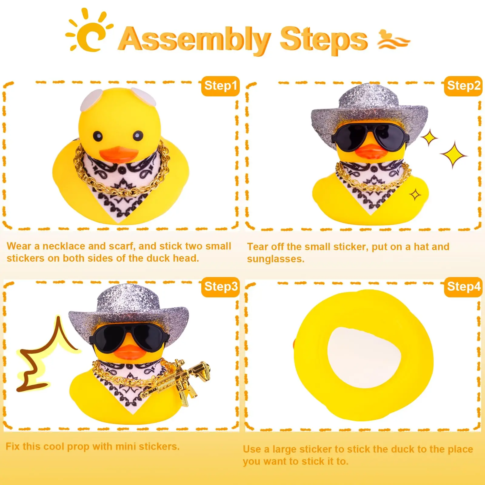 Ducks for Cars - Rubber Duck for Dashboard of Car, Yellow Duck Car Dashboard Decorations, Squeak Ducks Car Ornaments Car Décor 3