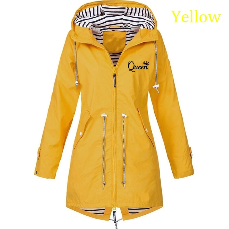 

Queen Printed Women Jacket Zipper Windbreak Spring Autumn Casual Hooded Climbing Outdoor Windbreaker Lightweight Female Coat 5XL