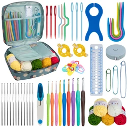 Ergonomic Crochet Hook Set with Accessories and Storage Bag (Sky blue)