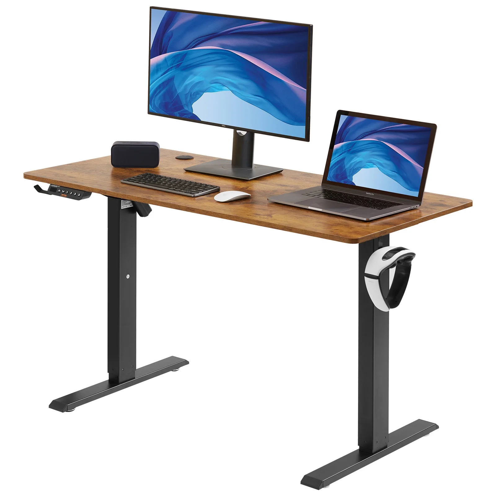 SucceBuy Electric Standing Desk Height Adjustable Standing Desk W/ Dual Protecting System High Load Capacity for Home Office