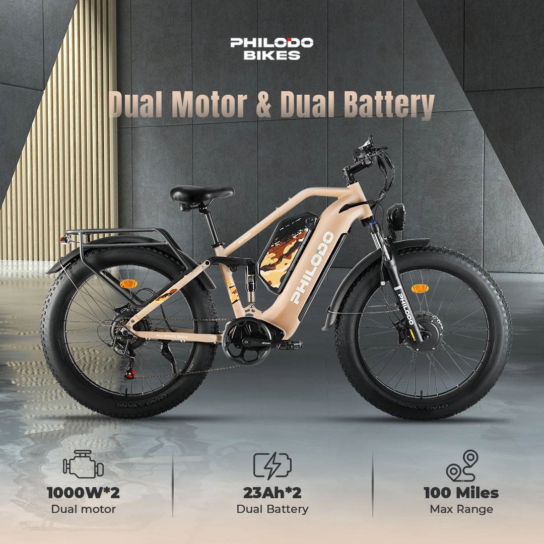 PHILODO JUMBO Elektrofahrrad 2000W Doppelmotor 48V46AH Doppelbatterie Elektrofahrrad 26*4,0 Zoll Reifen Erwachsenen-Mountainbike Offroad E-Bike – Detail 1