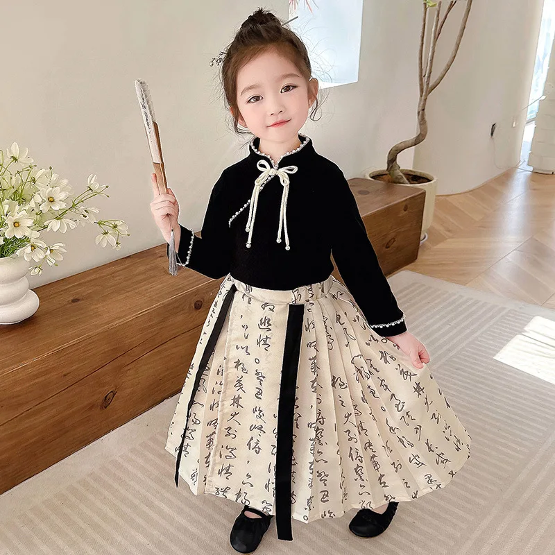 

Старинное платье Hanfu, весенний китайский костюм для выступлений, модные платья на свадьбу, детские праздничные Детские платья для девочек, платья