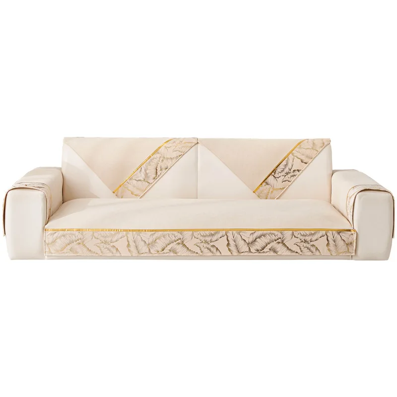 Chenille Jacquard Fabric Sofa Cover Leather Sofa Slipcover European Style Couch Cover Custom Anti-slip 2/3/4 Seat Sofa Towel 6