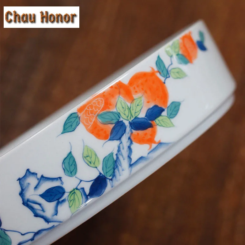 260ml Ceramic Pomegranate Pot With Metal Cover Handmade Drenching Pot Plate Kung Fu Small Plate Tea Residue Plate Accessories