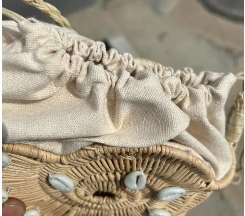 Summer Rattan Bag Fashion Women Round Straw Bags Female Handmade Woven Beach CrossBody Bag Ladies' Circle Bohemia Travel Bag