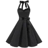 Femmes à pois imprimé Robe d'été Sexy rétro blanc licou Robe Vintage Robe Femme Pin Up Rockabilly Robe de soirée
