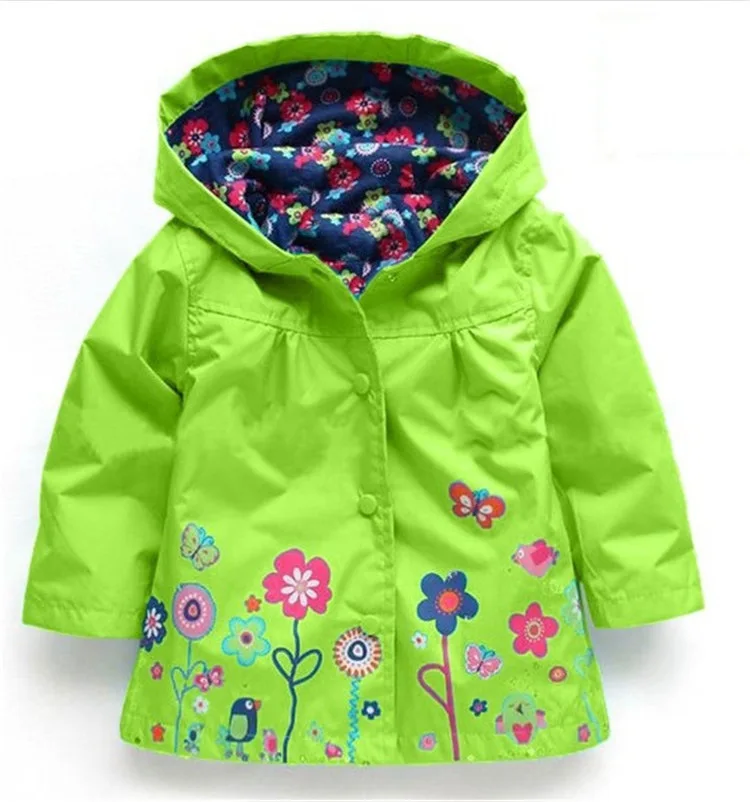 New Fashion Cute Kids Girls Cartoons Wind Rain Jacket Hooded Long Sleeve Windbreak Girl Waterproof Jacket Outwear Raincoat 2-6Y wool pea coat