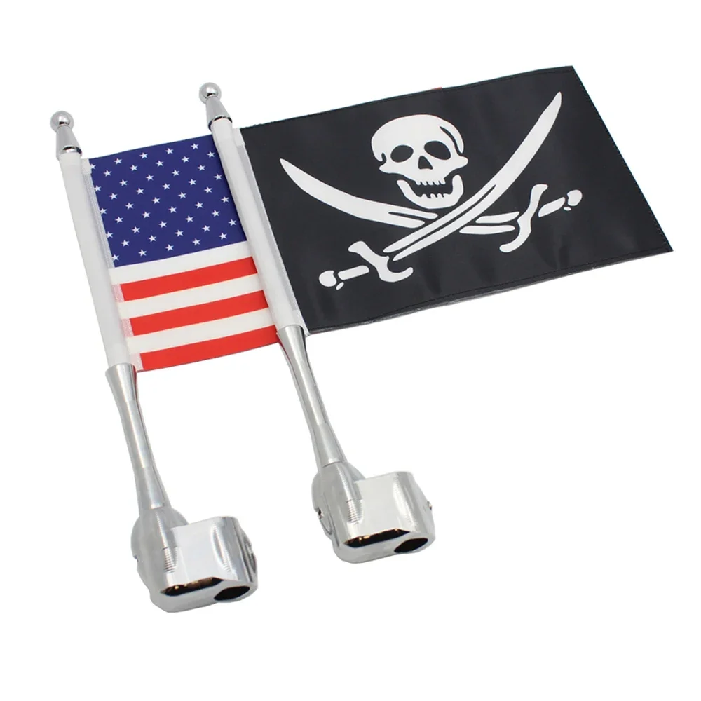 Motorcycle Dress Up Flag Pole Rear Tail side Luggage Rack Vertical American For Honda GoldWing GL1800 Moto 2001-2011