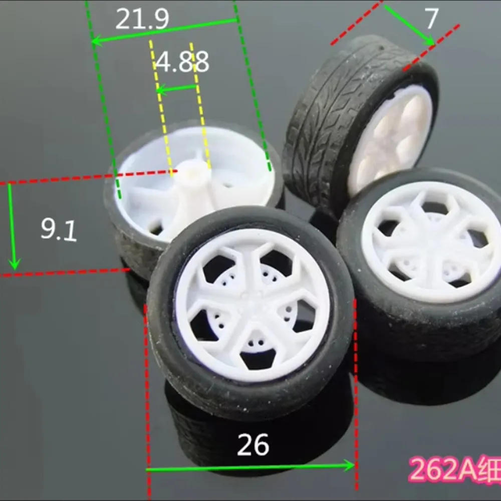 4pcs/lot K537 26MM Diameter Rubber Toy Car Tyres Plastic Wheels DIY Parts toy car wheels