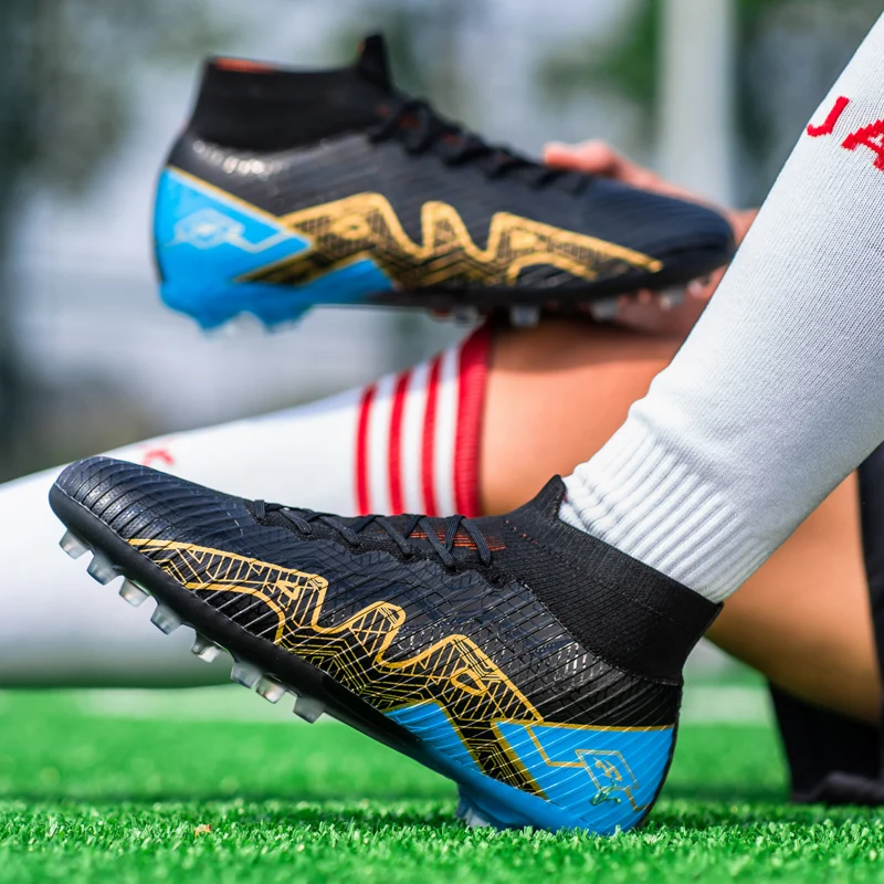 High Quality Men's High-Top Soccer Shoes FG/TF Breathable Wear-Resistant Training Football Boots Anti-Skid Kid Outdoor Sneakers