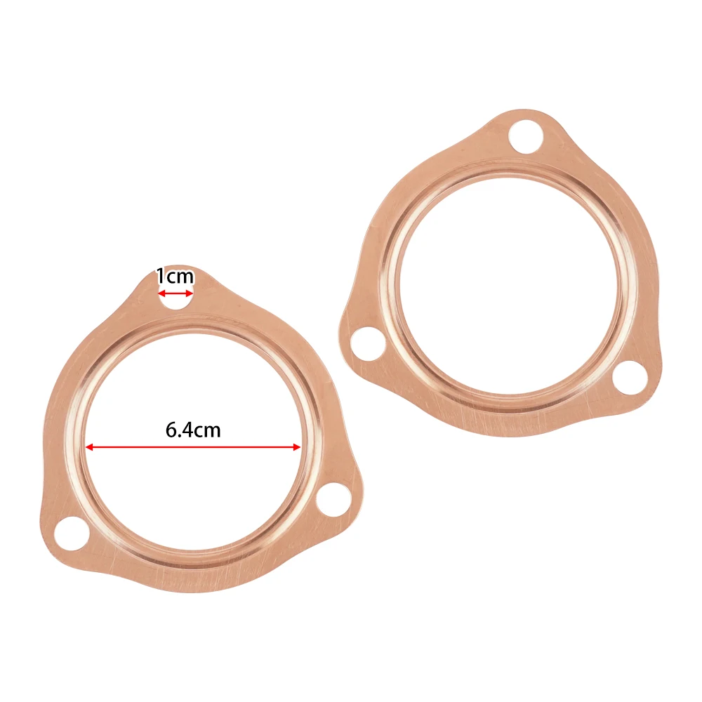 2.5 Inch Header Collector Gaskets 2 1/2" Copper Header Exhaust Collector Gaskets for SBC BBC 302 350 454 (3 Bolt Pattern)