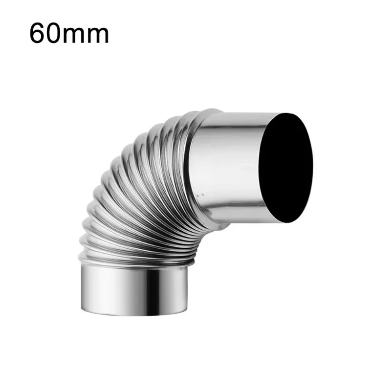 Chimney Liner Bend 60/70/80mm Stainless Steel 90 Degree Elbow Chimney Liner Bend 90&deg; Multi Flue Stove Pipe For Outdoor Camping Wood Stoves Chimney