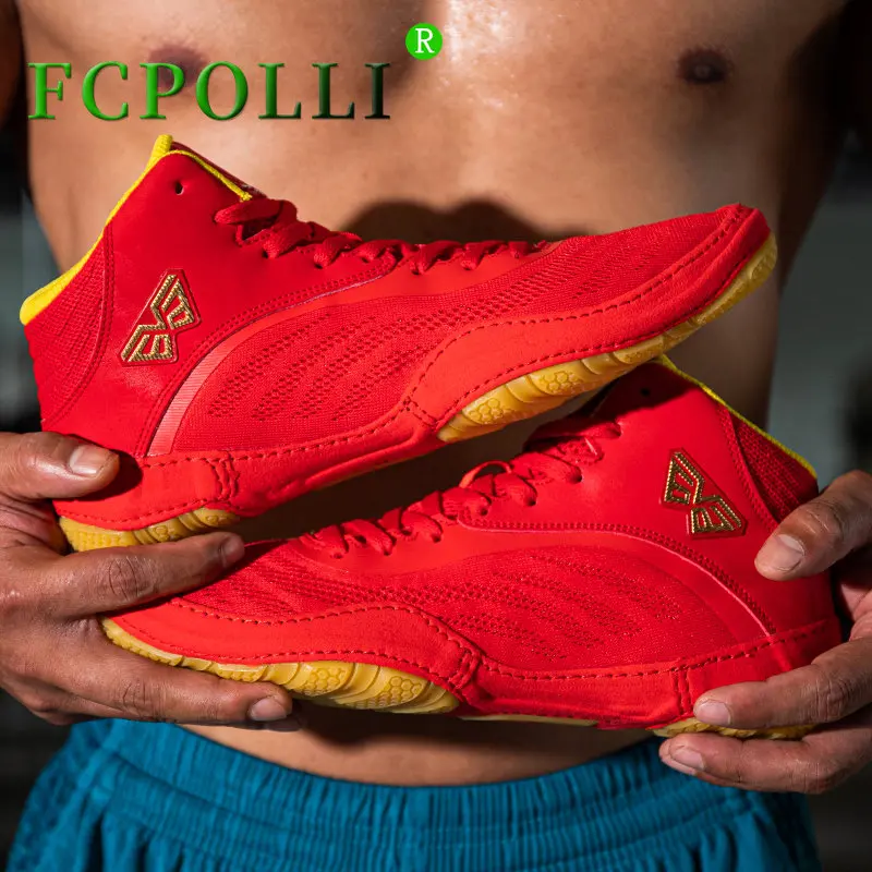 Professional Boxing Shoes Man Red Black Wrestling Boots for Mens