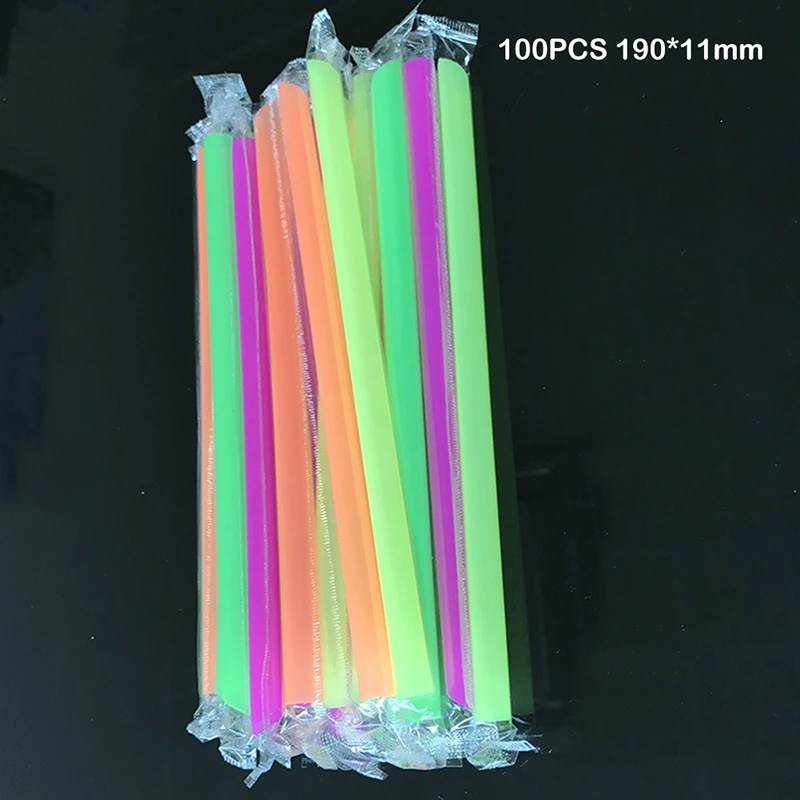 Disposable Plastic Straws 100Pcs 11mm Wide BPA Free Reusable For Boba Milkshake Smoothie Slushie Juice Bubble Tea