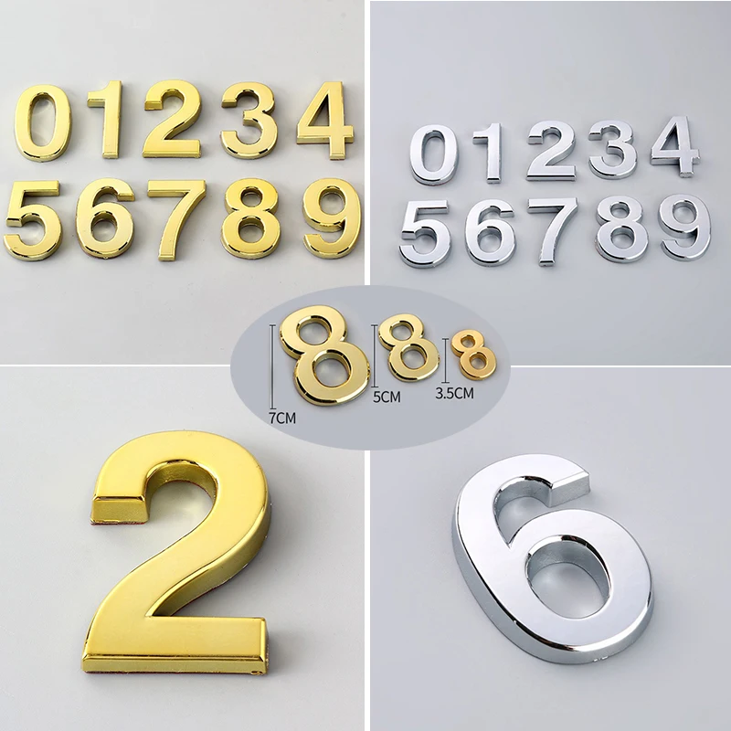 Self Adhesive Number Stickers House Door Address Number Plate Sign Hotel House Decor 3.5/5/7cm 1x house number signs,door signs,house numbers,number plate