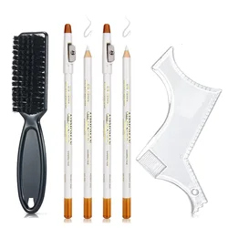 Beard Grooming Essentials Set - Shaping Pencils, Brush, and Styling Template Tool for Precision Facial Hair Care (White)
