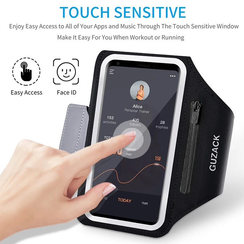 Mobile Phone Armband Phone Arm Band Phone Armband Sports Arm Bag Fitness Arm Bag HAISSKY 7.0 Large Running Sports Armbands For iPhone 16 15 14 13 12 Pro Max Zipper Earphone Pocket Arm Bag For Samsung S24 Ultra