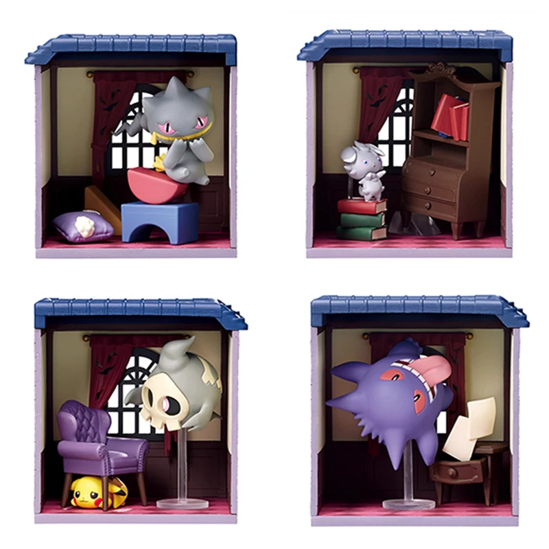 

TAKARA TOMY pokemon figures Mysterious Ghost House anime Gengar Espurr True Night Incredible Mansion kids toys action figure