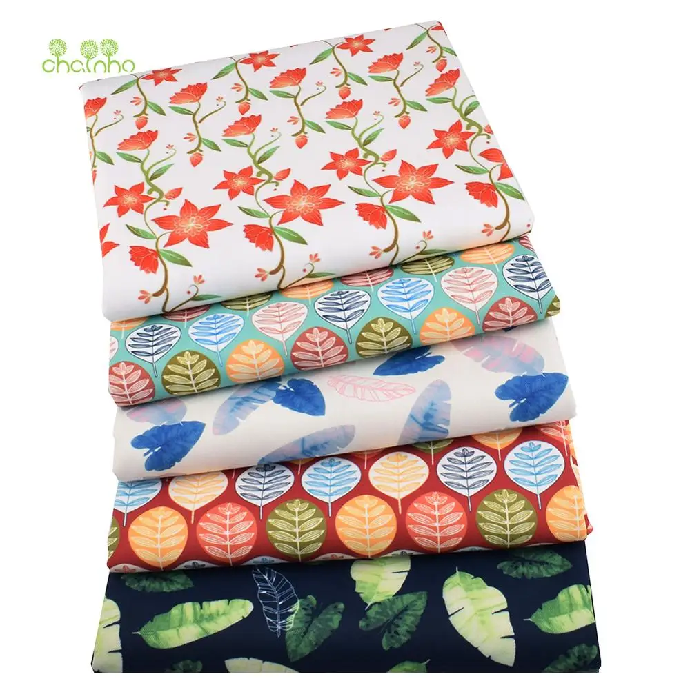 Chainho,Digital Printing Waterproof Fabric,DIY Quilting & Sewing Material, Flower& Leaves Series,For Suitcase,Handbag,Tablecloth