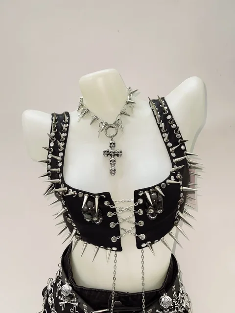 Spikey Metal Crop Top and Skirt 5