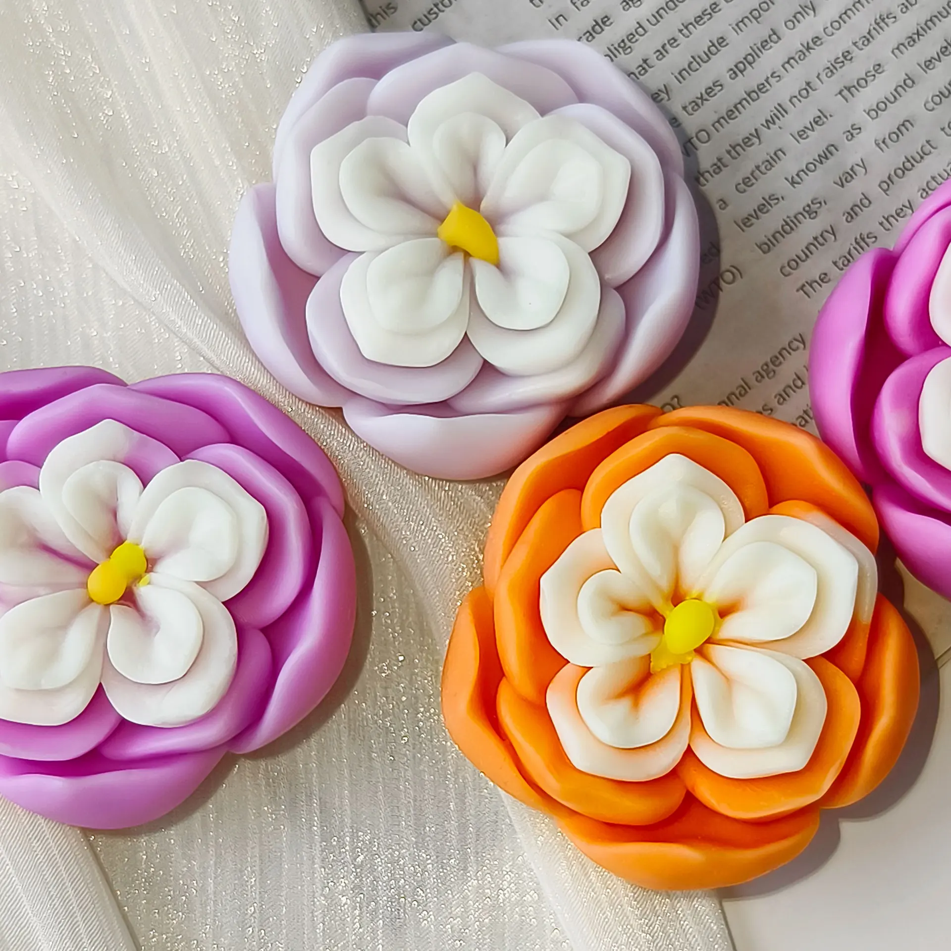 DIY Flower Silicone Candle Mold Handmade Soap Aroma Plaster Resin Mould Flowers Candy Chocolate Baking Molds