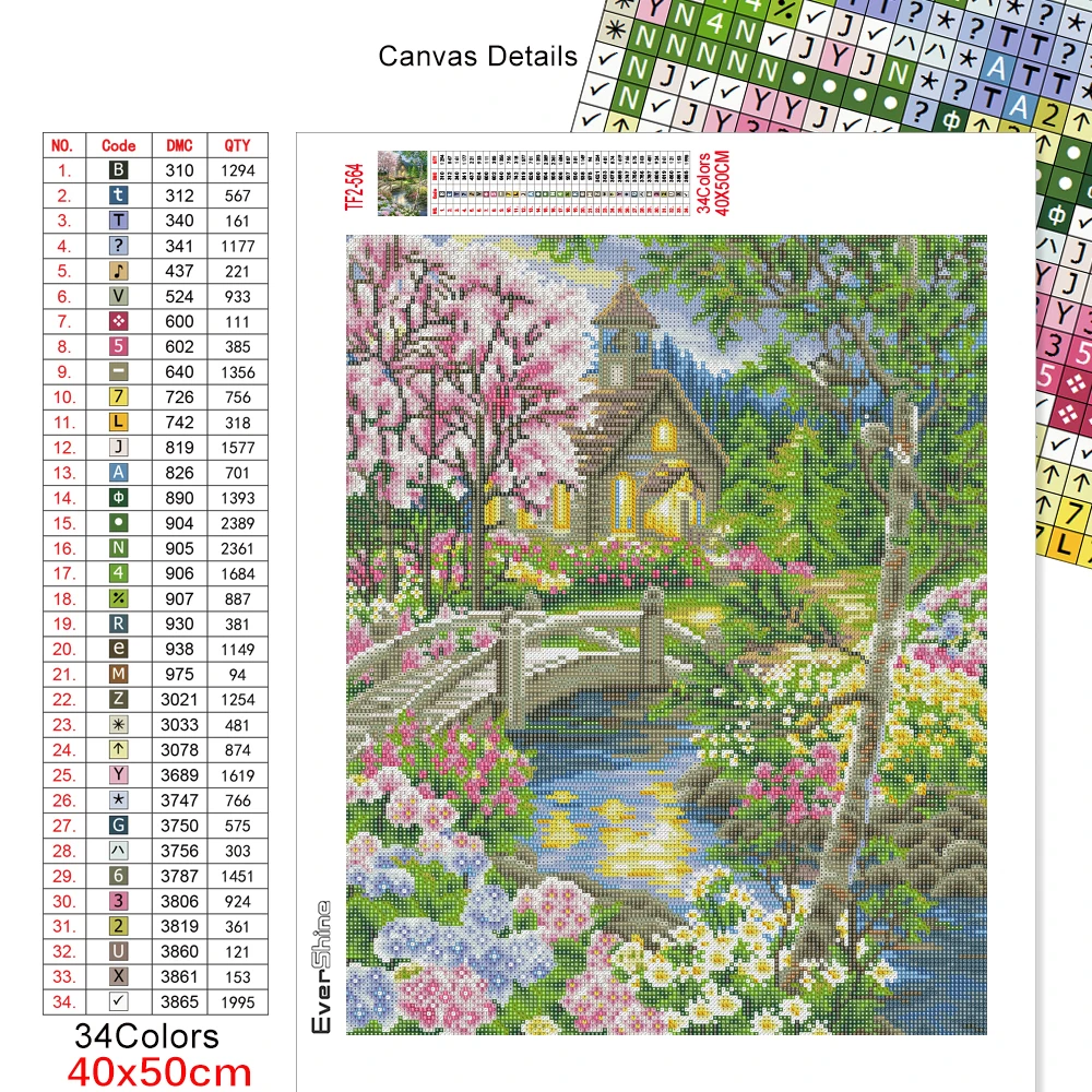 diamond painting diamond painting accessories EverShine 5D Diamond Embroidery House Rhinestone Kit Diamond Painting Tree Cross Stitch Scenery Spring Decoration