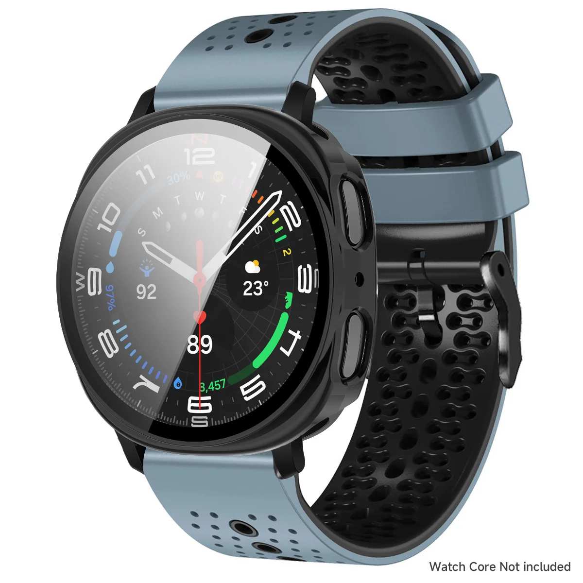 Two-Tone Silicone Strap with Glass Protective Case and Tempered Film