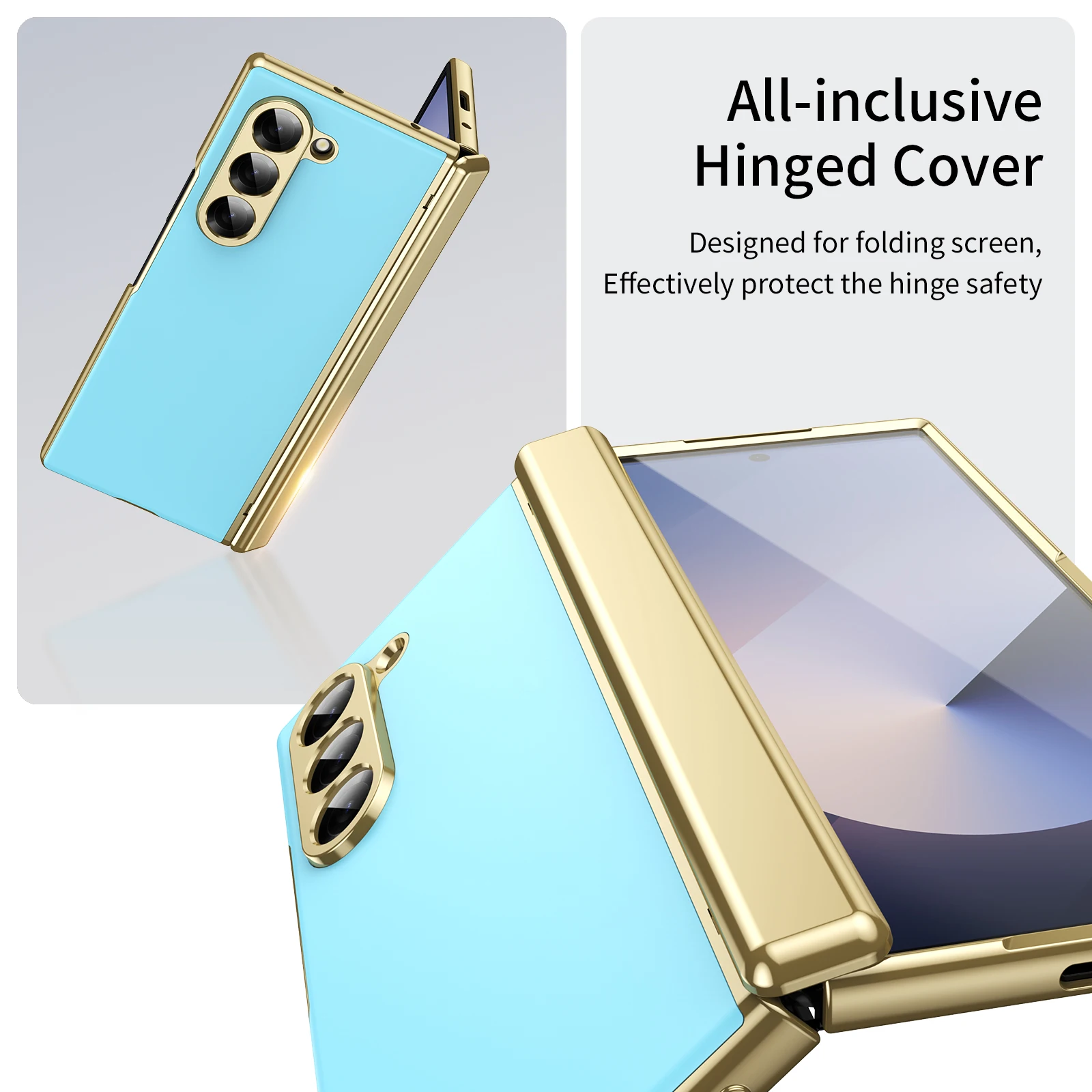Deluxe Frosted Rigid PC Folding Case with Full Hinge Protection and HD Glass Front Cover