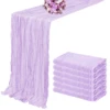 6PCS Semi-Sheer Gauze Wedding Table Runner Purple Cheesecloth Table Setting Dining Party Christmas Banquets Arches Cake Decor 1
