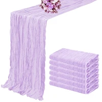 6PCS Semi-Sheer Gauze Wedding Table Runner Purple Cheesecloth Table Setting Dining Party Christmas Banquets Arches Cake Decor 1