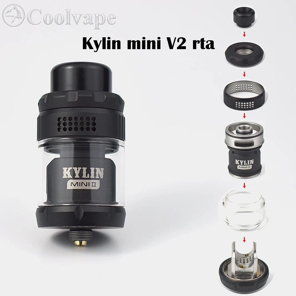 

Coolvape Kylin Mini V2 RTA Tank 24.4mm Single Coil Rebuildable Atomizer E-Cigarette 510 Thread Kylin RTA 3ml/5ml capacity Tank