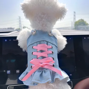 Pet Spring Cowboy Strap Skirt Cat Clothes Strap Vest Cowboy Teddy Top Dog Clothes for Small Dogs Puppy Clothes