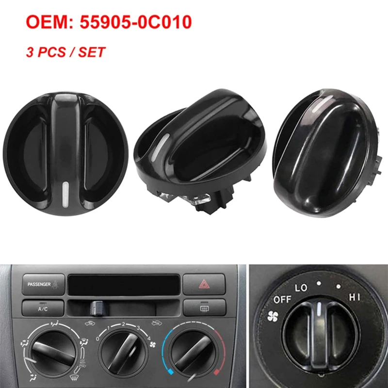 3 Manopole Di Controllo Clima In Alluminio Per Toyota Tacoma 2005-2015 – Pulsanti A/C E Ventilatore, Antiscivolo