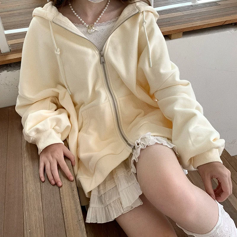 

Cotton Hoodies Women Autumn Loose Hooded Sweatshirts Aesthetic Grunge Clothes