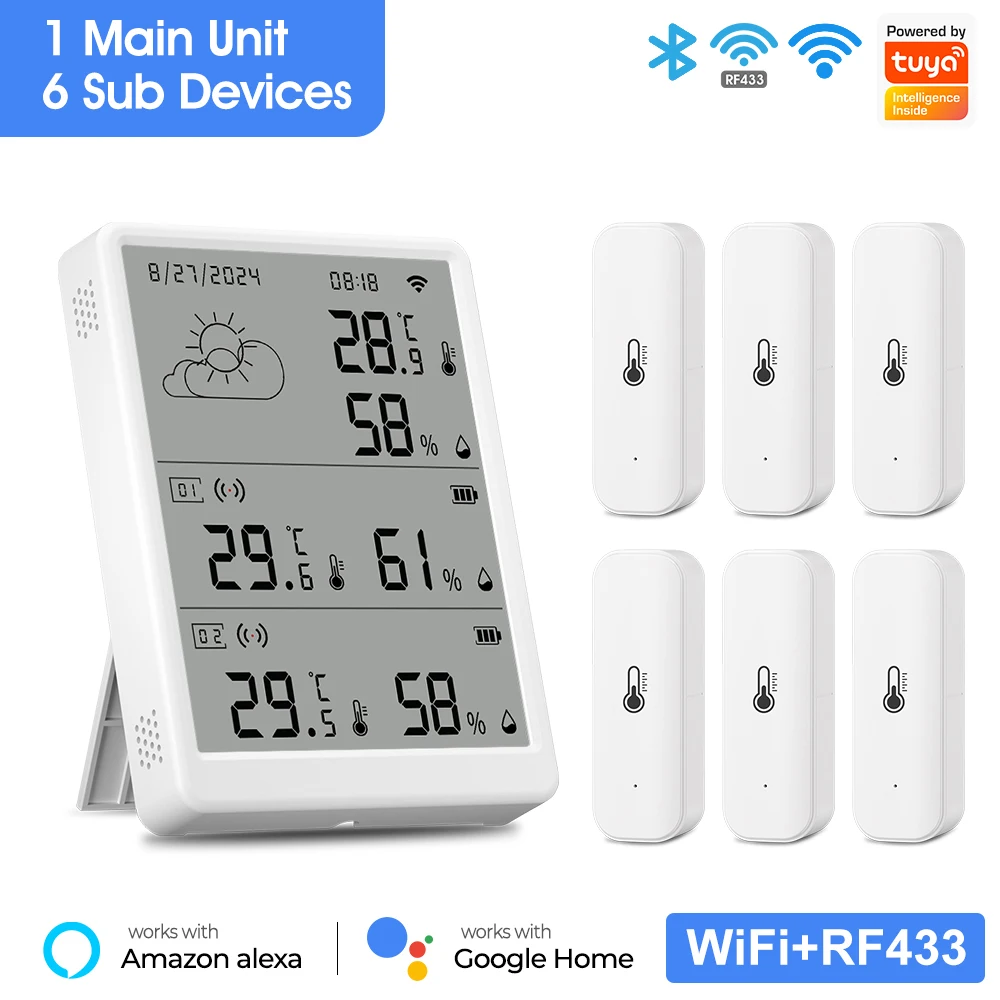 Tuya WiFi Weather Station Digital Thermometer Room Hygrometer RF433 Indoor thumbnail 2
