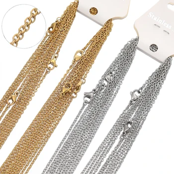 10 pz 50 cm 2 mm color oro catene a maglie in acciaio inossidabile collane gioielli di moda catene cubane catena all'ingrosso forniture artigianali fai da te 1