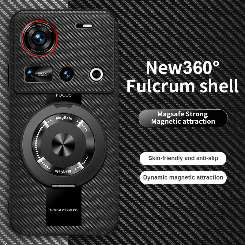 Luxury Magnetic Leather Phone Case with 360-Degree Rotating Stand and Shockproof Bumper