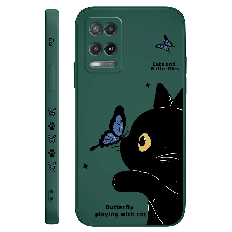 Elegant Cat & Butterfly Design Phone Case - Artistic Protective Cover