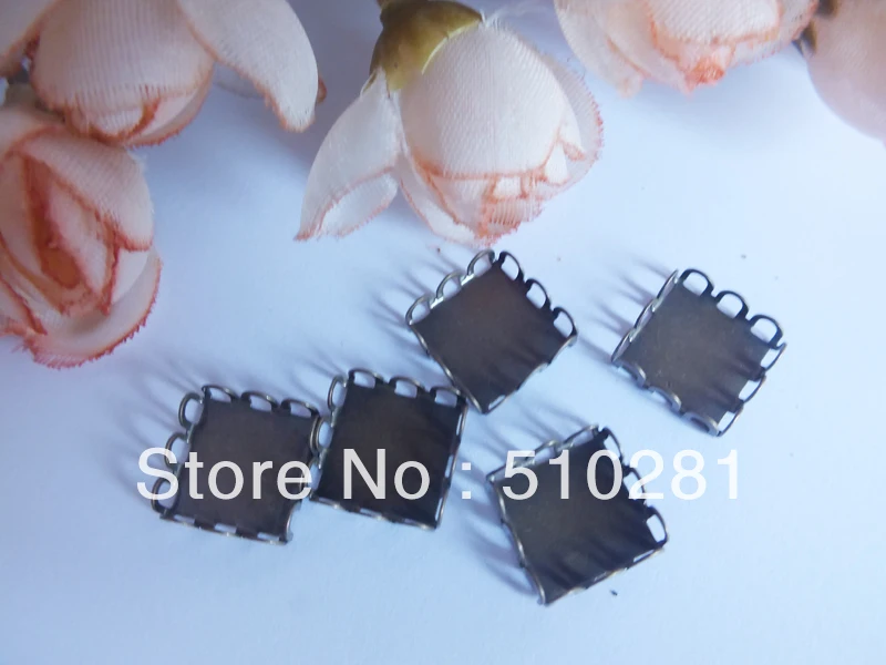 

300pcs/lot 12mm bronze tone square Cameo Cab Base Setting Pendant finding pendant charm