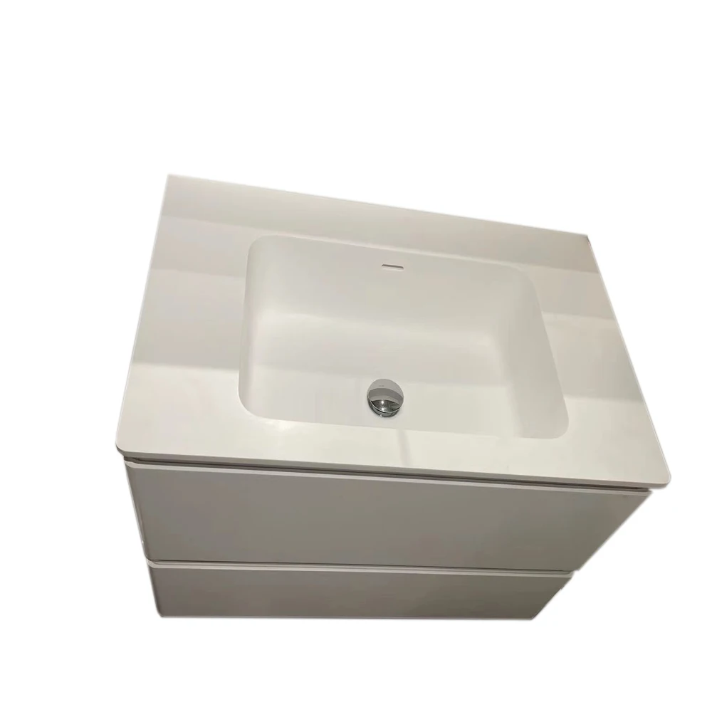31.4&ldquo; Bathroom Furniture Corian Basin Oka Wood Cabinet Light Mirror Custom-Made Comb Vanity 001A