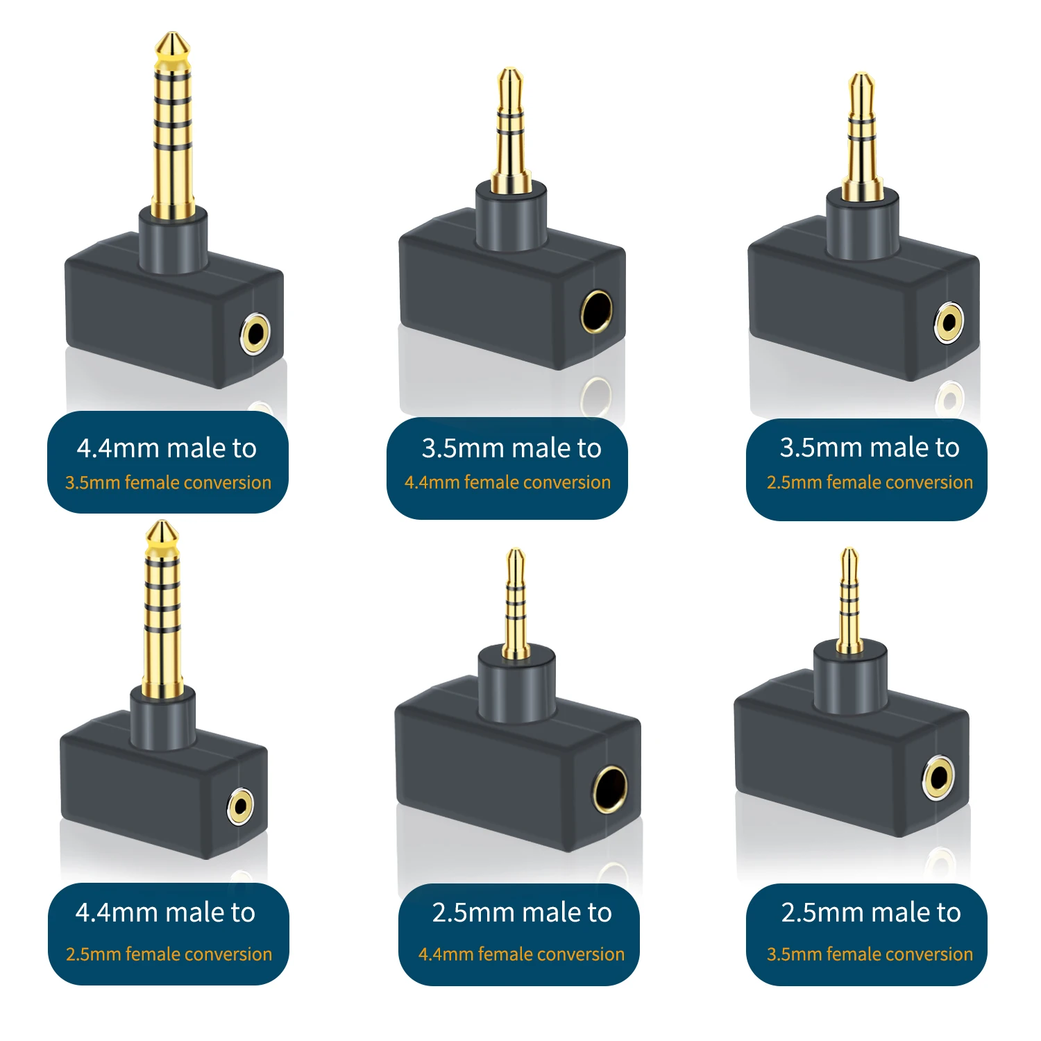 

SYRNARN 2.5mm 3.5mm 4.4mm Male To Female Headphone Adapter Converter Jacks - Balanced DAP DAC Amplifier - HiFi Audio Quality