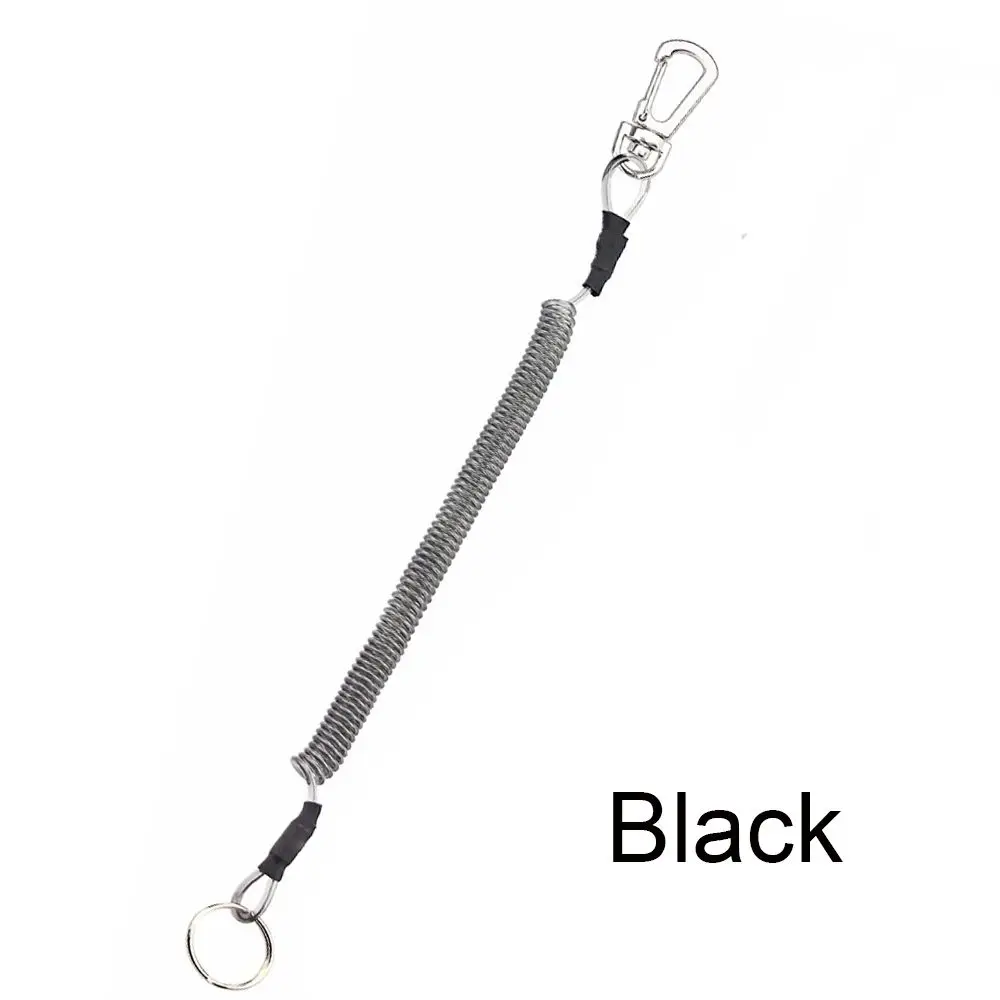 Hiking Camping Secure Lock Tackle Portable Fishing Lanyards Spring Elastic Rope Security Gear Tool Anti-lost Phone Keychain