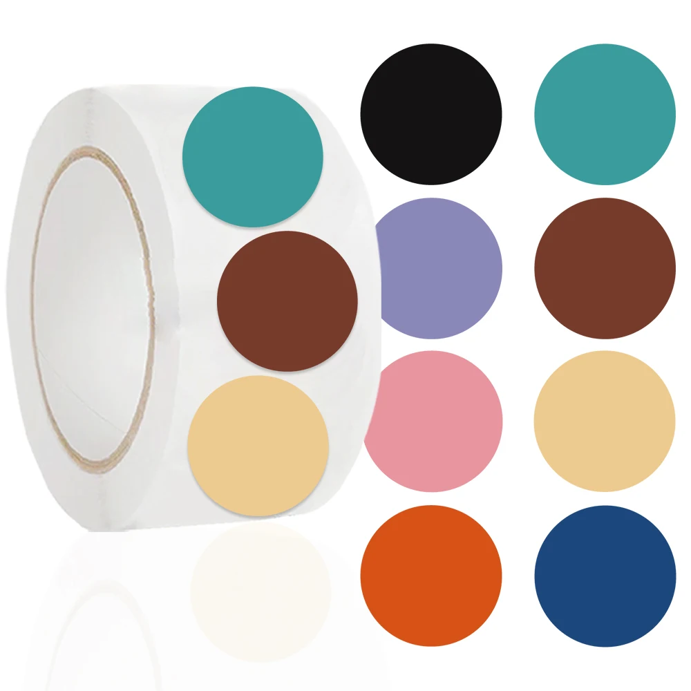 500 Stück Farbcode-Punktetiketten, 2,5 cm, rundes Chroma-Aufkleber-Set – Rot, Gelb, Blau, Rosa, Schwarz, Schreibwarenaufkleber für die Organisation – Detail 4