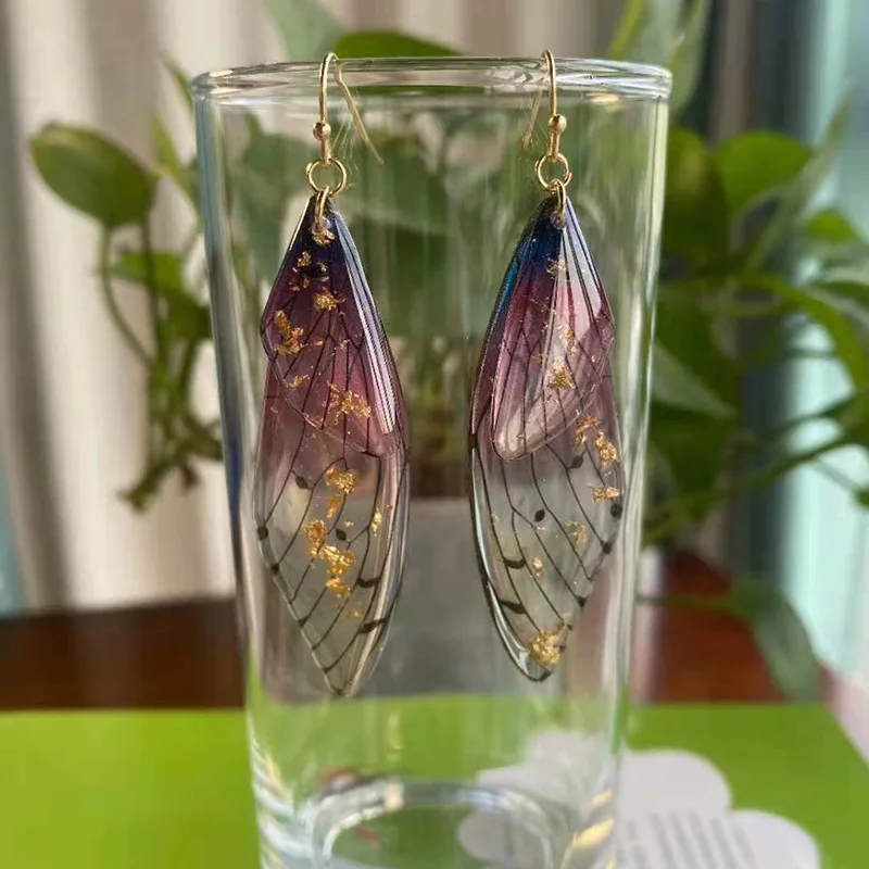 Fairy Clear Gradient Resin Simulation Wing Drop Earrings Butterfly Earring For Women dangle earrings drop earrings butterfly earrings