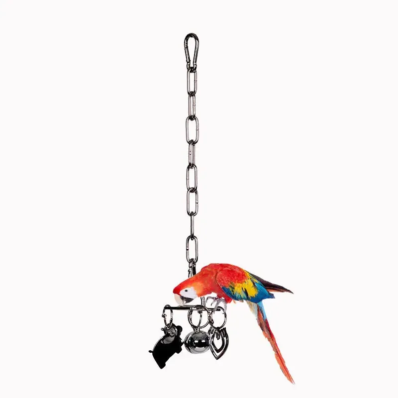parrot toy bird toy bird cage accessories parrot 304 stainless steel toy gnawing climbing large medium-sized diamond gray machine puzzle bird cage display rack hanging