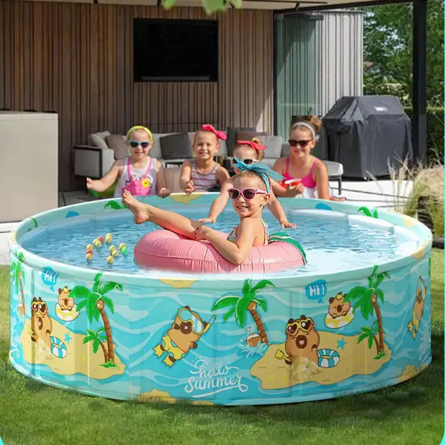 Folding Swimming Pool Non-inflatable Ground Swimming Pool Portable Waterproof Bath Basin Swim Tool for Backyard Outdoor Adults 3