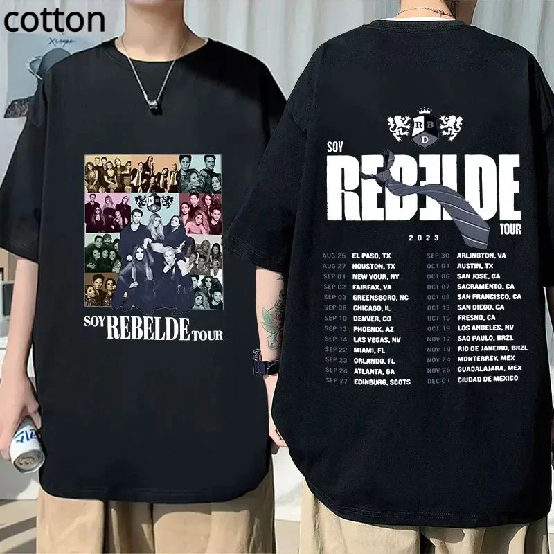 

2023 Rebelde RBD World Tour T Shirts Unisex Vintage Aesthetic Short Sleeve T-shirt Summer Men Cotton Oversized TShirt Streetwear