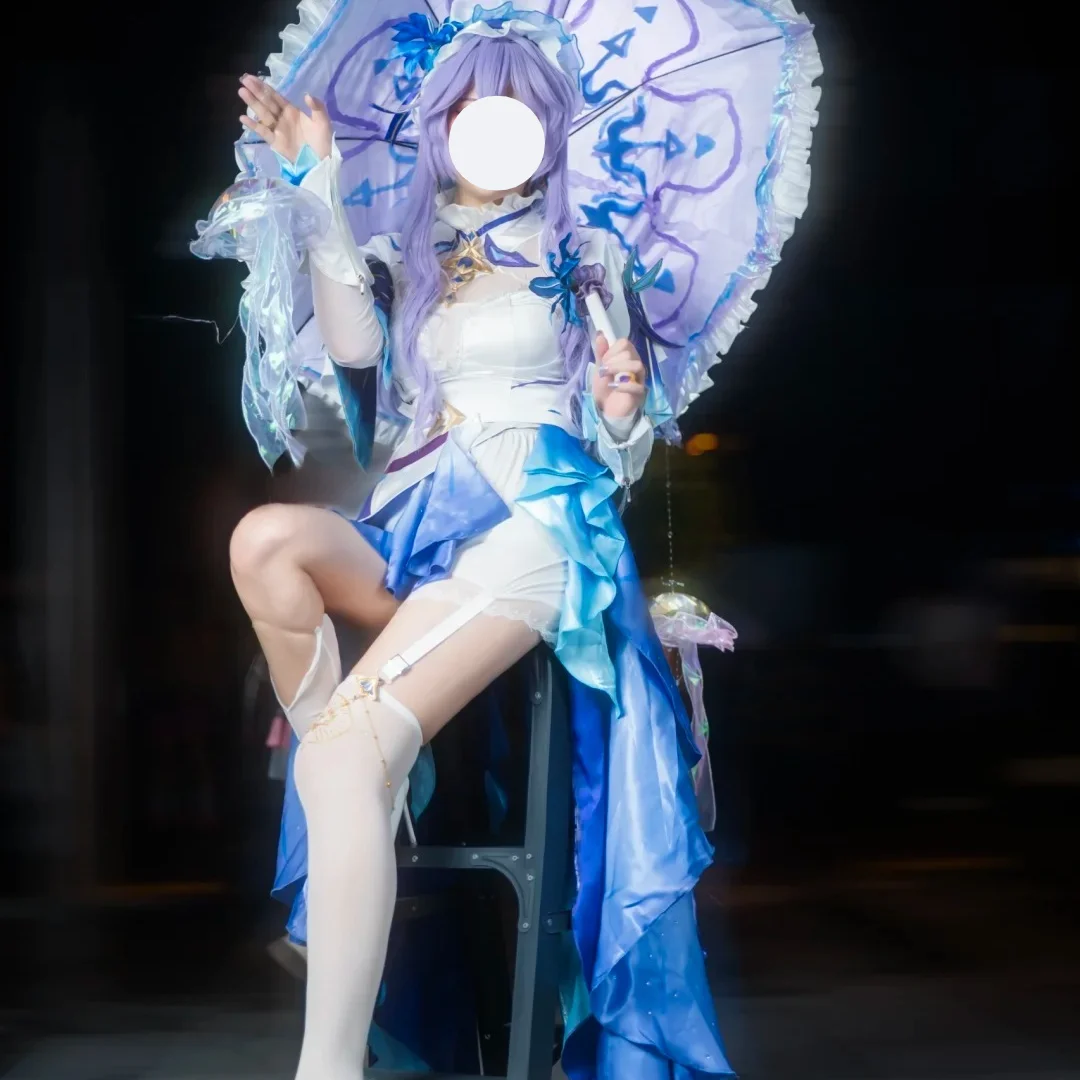Costume Cosplay Cantarella Wuthering Waves, Set Completo con Parrucca, Ombrello, Fiore e Copricapo, Outfit Anime e Videogiochi per Donne - immagine 3