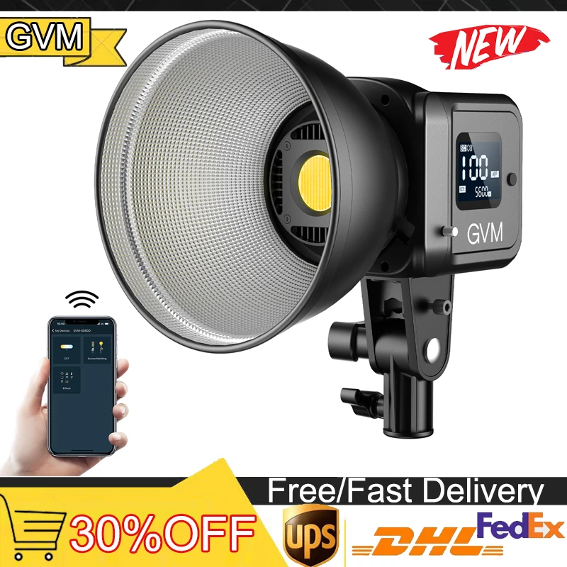 

GVM SD80D 80 Вт двухцветный Spoltlight дневной свет 2700K-7500K освещение для фотосъемки с софтбоксом можно использовать аккумулятор