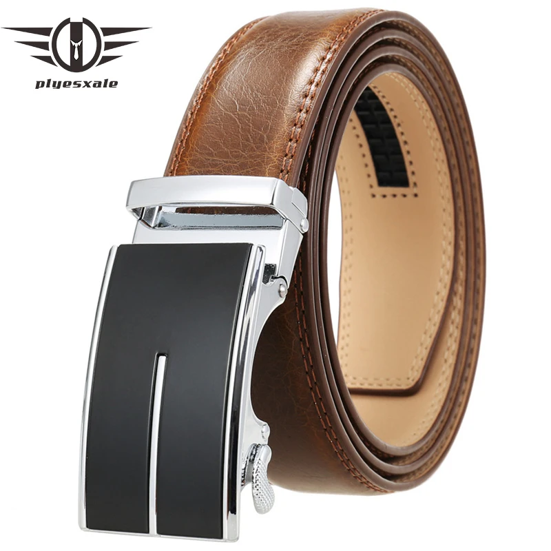 

Genuine Leather Belt For Men Business Automatic Belts With Alloy Buckle Red Brown Cowskin Strap Luxury Casual Belt Men G490